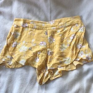 Yellow Floral Shorts